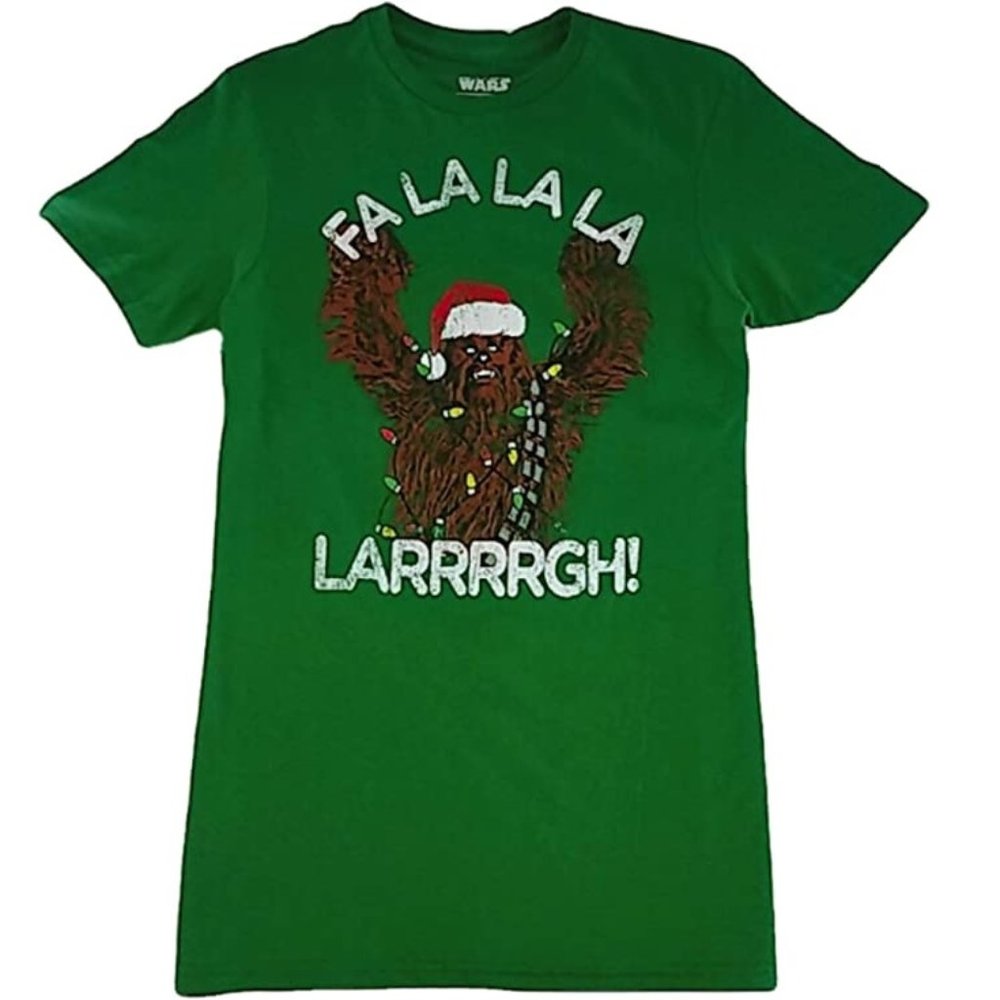 Mens Star Wars Chewbacca FA La La La Larrrrgh! Christmas T-Shirt Size Sm M L NWT
